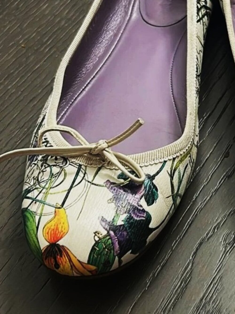 RARE Gucci flora LOGO ballet flats floral 39 or US 8.5 vintage - Picture 11 of 13